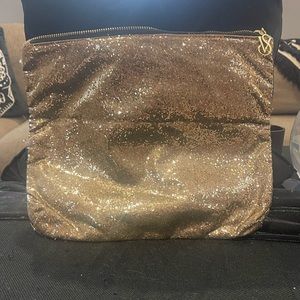 Victoria Secret Gold Metallic Zipper Bag